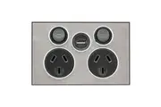 Clipsal Saturn Double Powerpoint + USB Charger Horizon Silver