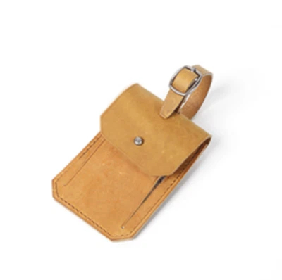 cow Leather travel luggage baggage ID name card tag case holder bag yellow 840