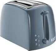 Russell Hobbs Textures 2 Slice Toaster (Extra Wide Slots, 6 Browning Levels, Frozen, Cancel & reheat Function with Indicator Lights, Removable Crumb Tray, 850W, Grey matt & high Gloss Finish) 21644