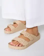 [Ava And Ever] Ava And Ever Women's Denver Slides Sandals in Almond Natural Size 2 2 Almond Natural