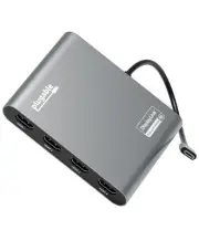 Plugable USB C to Quad HDMI 4K Adapter with 100W PD Pass-Though Power Delivery
