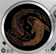 Black and Cream Japan Koi Fish Slipmat Cork 12" Slip Mat Audiophile Anti-Static