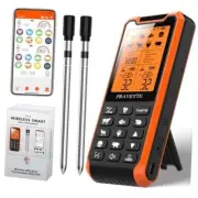 Smart Bluetooth Meat Thermometer - Long Range Wireless Food Black Orange