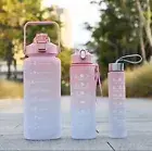 ✨Motivational Water Bottle BPA Free 3 & 1 Jugs with Straws, Strap &Time Tracker