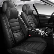 Isen-CoverAuto Full Coverage Faux Leather Car Seat Covers with Memory-Foam Neck Pillows Universal Fit for Cars,Trucks,SUVs with Waterproof Leatherette in Automotive Seat Cover Accessories