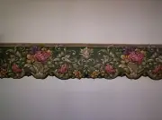 PETITE GREEN FLORAL LEAF SCROLL DIE CUT PREPASTED WALLPAPER BORDER # PP76587DC