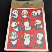 Vintage 80’s Hallmark Playful PANDA BEARS Stickers - Rare