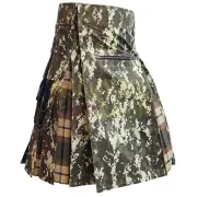 Handmade Digital Camo Hybrid Kilt With Rose Ancient Tartan For Men Custom Kilts