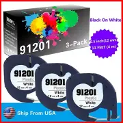 3 PK 91201 Label Tap 91331 Used for Dymo Label Maker 220P 260P(Black on White)