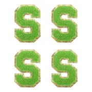4Pcs Chenille Letter Patches Iron on Letter Patches Green S Alphabet Decorative