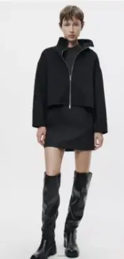 ZARA DOUBLE FACED WOOL BLEND Cropped Coat ZW COLLECTION NWT Sz XS