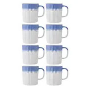8PK Mikasa 410ml Textured Coffee Mug Cup Stoneware Drinkware w/ Handle Blue