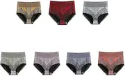 [HEJIGOOD] 7 Pcs Women's Lingerie Tummy Control Briefs High Waist Lace Trims Hipster Panties No Show Underwear M-XXL