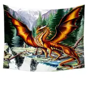 Nature Mountain Waterfall Forest Solaris Dragon Tapestry