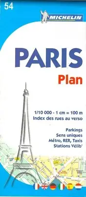 Paris Plan Street Map, Michelin Map #54