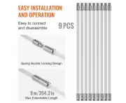 9 m Chimney Sweep Kit with 9 Flexible Rods and 360o Cleaning Brush