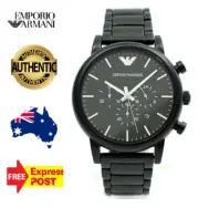EMPORIO ARMANI AR1895 ALL BLACK STAINLESS STEEL CHRONO MENS WATCH NEW WITH TAGS
