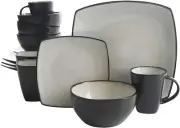 Gibson Elite Soho Lounge Dinnerware Set, Square, Sand