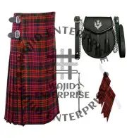 Scottish 8 Yard Macdonald Tartan Kilt Outfit For Men's - 4 PCS kilt Sporran Deal