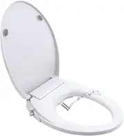 Non Electric Bidet Seat Toilet Seat with Self Cleaning Dual Nozzles Separated Rear & Feminine Cleaning Natural Water Spray, Soft Closed Toilet Seat, Easy DIY Installation (O Shape)