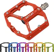 [JETCAT] Mountain Bike Pedals Flat - MTB Pedals Flat, Bicycle Pedals, Road Bike Pedals, BMX Pedals, for BMX MTN Road Gravel EBike, Specialized Parts, Adults, Aluminum Metal Stamp 9/16" Red