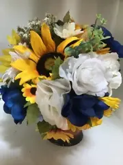 BridalBouquet /Maid of Honor Bouquets Blues Sunflowers OR your Choice in Flowers