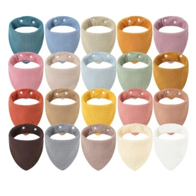 Stylish Baby Bandana Bibs Cotton Muslin Bibs with Adjustable Snaps for Babies