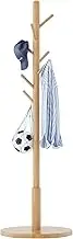 Wooden Coat Rack, Free Standing Coat Stand with 8 Hooks and 3 Height Options, Sturdy Kids Coat Tree Easy to Assemble, for Entryway Home Office Jackets Hat Purse Natural YD-1010