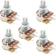 OTOTEC 5pcs WH148 B10K Adjustable Speed Potentiometer Switch 5pin Shaft Length 15mm Nut Washer Accessory Suitable for PCB 6mm Spline Shaft