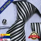 Epoint PH1044 Black White Striped Relationships Goods Silk Neck Tie Cuff Hanky