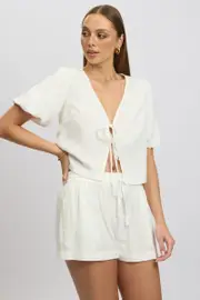 White Shorts Elasticated Waist - Size 10S, Women's Shorts