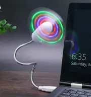 12" USB LED Fan GREEN Mini FAN Flash Light for COMPUTER Laptop PC Desk Flexible