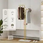 Floor Metal Coat Rack with Stone Base Entryway Coats Hanger Stand with 5 Hooks