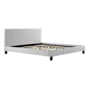King PU Leather Bed Frame White