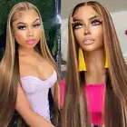 Highlight Wig Human Hair Straight Lace Front Wigs Bob Lace Blonde 32 Inch