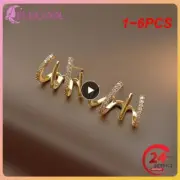 1~6PCS Korean Style Shiny 4 Claws Earrings for Women Exquisite Zircon Multilayer