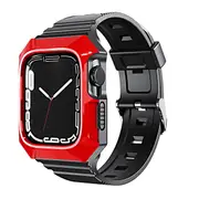 ZUSLAB Apple Watch Band for 9/8/7 41mm- 6/SE/5/4/3/2 40mm 38mm Rugged Case with TPU Strap Military Protective Tough Cover Bumper - Red