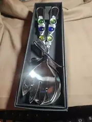 Wild Eyes Deaigns 18/8 Stainless Embellished Salad Serving Set Made in Taiwan