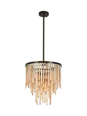 Monsoon 4 Light Medium Chandelier Pendant or Close-To-Ceiling Fitting in Bronze with Sepia Glass