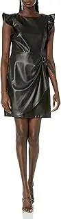 [DKNY] Women's Flutter Sleeve Faux Wrap with Hardware
