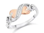 Welsh Clogau Silver, Rose Gold & White Topaz Tree Of Life Ring UK-P US-7 1/2