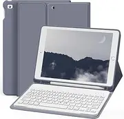 Keyboard Case for iPad 6th Generation 2018/5th Gen 2017 9.7 Inch, iPad Air 2, iPad Air, Detachable Wireless Bluetooth Keyboard, Stand Folio Cover with Pencil Holder, Auto Sleep/Wake,Purple