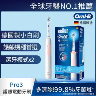 【德國百靈Oral-B-】PRO3 3D電動牙刷(馬卡龍粉/經典藍)