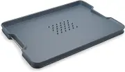 Joseph Joseph Cut&Carve Plus - Non-Slip, Multi-Function, Double-Sided Chopping Board for Food Preparation and Carving- Dishwasher Safe, Large - Sky