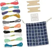 Gadpiparty 1Set DIY Weaving Cards with Shuttles Embroidery Threads Cloth Storage Bag for Craft Weaving Projects and Handmade Accessories