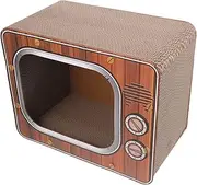 Cube Cat Scratcher Bed Durable Corrugated Cardboard Cat House with Engaging Television Design Cozy Resting Space Easy Maintenance Fun Scratching Experience