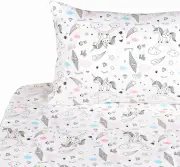 J pinno Unicorn Rainbow Ice Cream Cone Twin 100 Cotton 3 Pieces Sheet Set for Ki