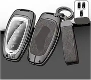 TPU Car Remote Key Case Full Cover Protect Bag Holder Compatible for Hyundai N Logo i20 i30 Sonata Santa Tucson Azera Elantra Veloster Kona(Q-gun grey keyring)
