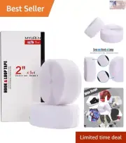 Hook and Loop Tape: Nylon Strips - Durable & Reusable - 2 Inch - White, Yard