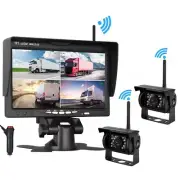 2x Digital Wireless Reversing Backup Camera 7" Quad Monitor For Rv Caravan Van